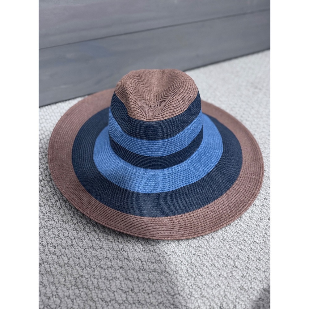 HATATTACK STRIPED WIDE FLOPPY
BRIM HAT 100% Paper Blue Beach‎ Sun Hat Attack